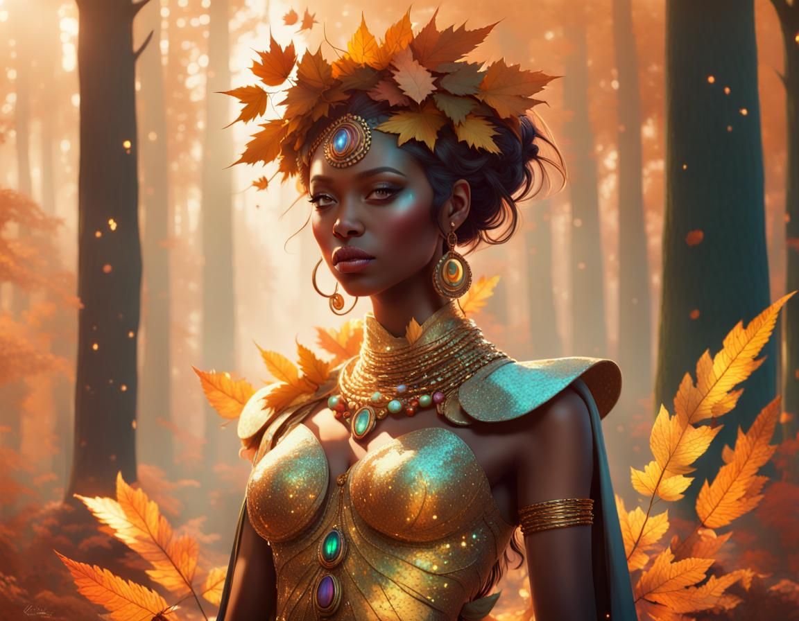 Ethereal Nature Goddess in Romanesque Splash Art