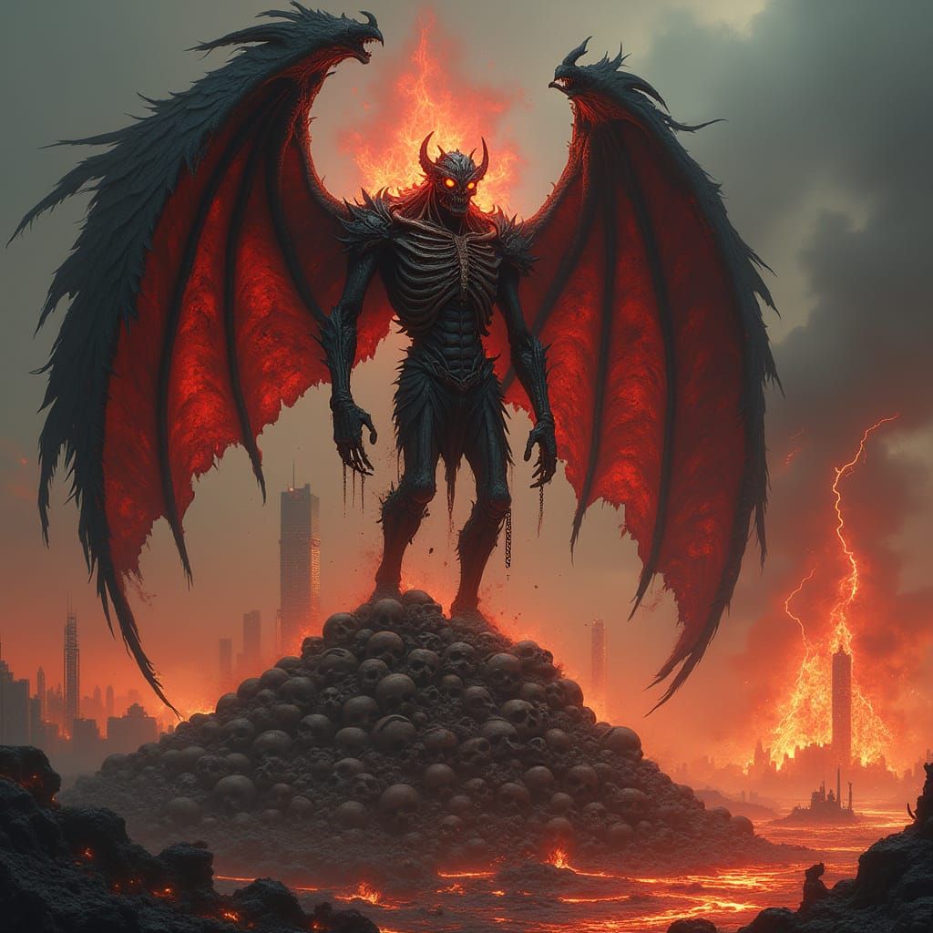 Demonic Archangel of Apocalypse in Dark Fantasy Horror Style