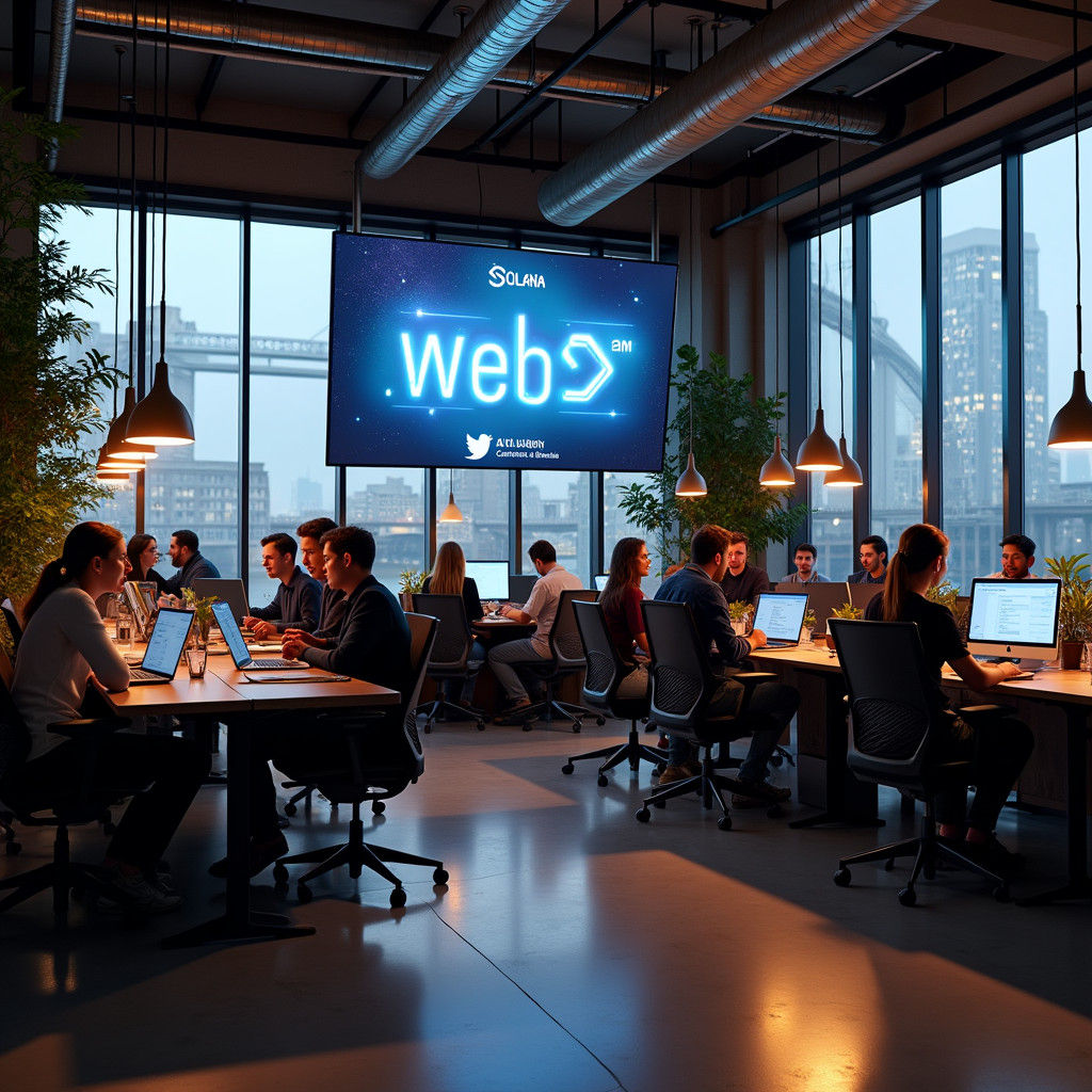 Web3 AI Hackathon in Futuristic London Workspace