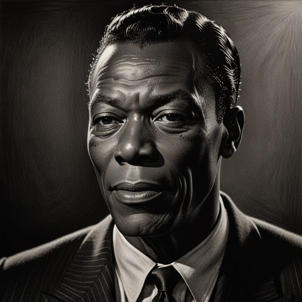 Detailed Charcoal Drawing of Nat King Cole Singing