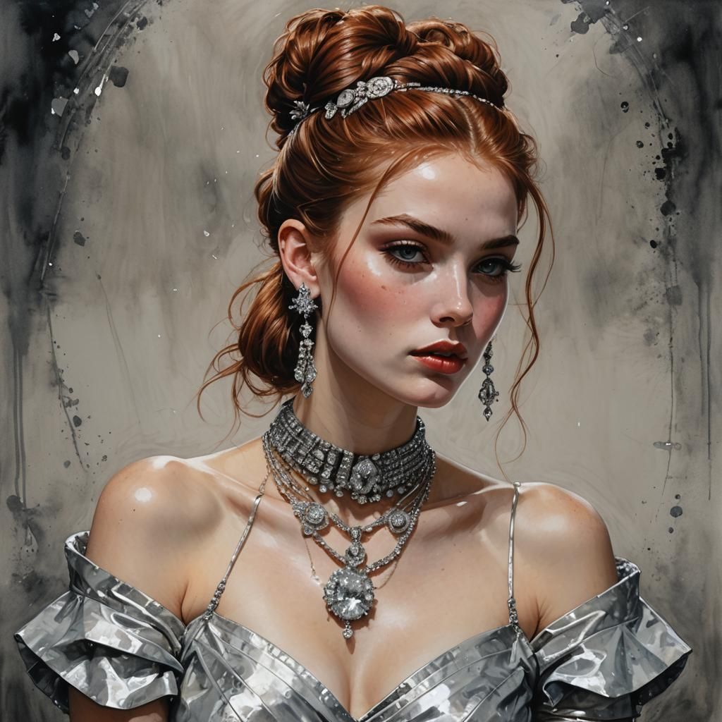 Diamond Socialite in Hyper-Realistic Chiaroscuro Lighting