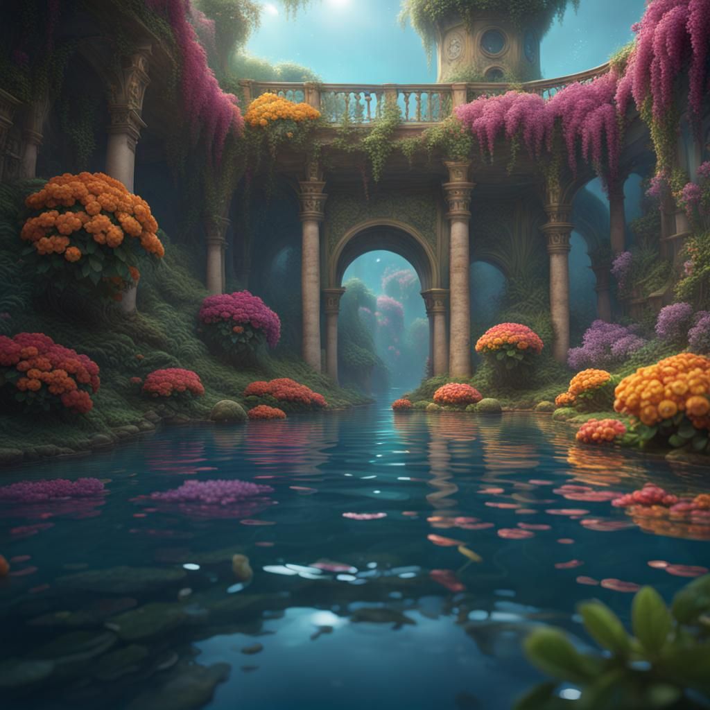 Lantana 'Calippo' Swimming: Detailed Fantasy Art