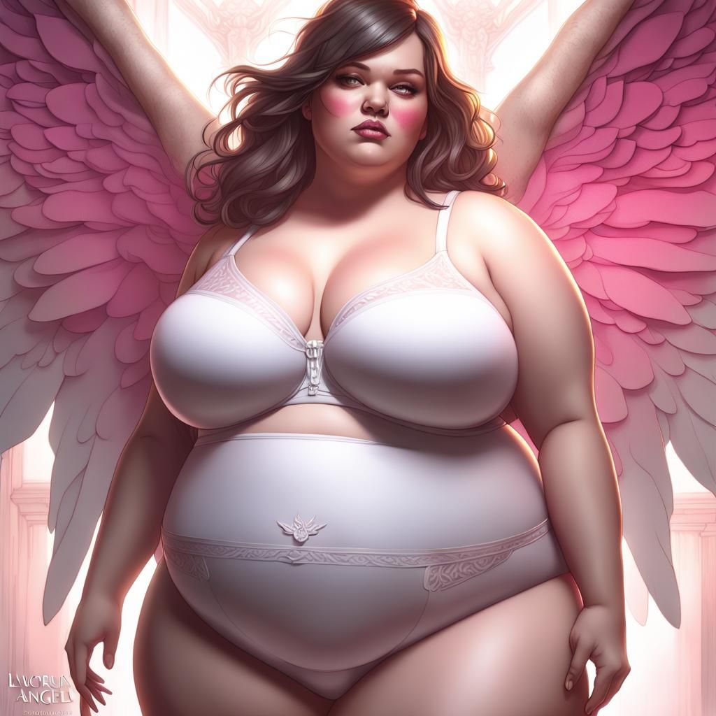 bbw wearing underwear and Stockings as an Victorias secret angel, full body...