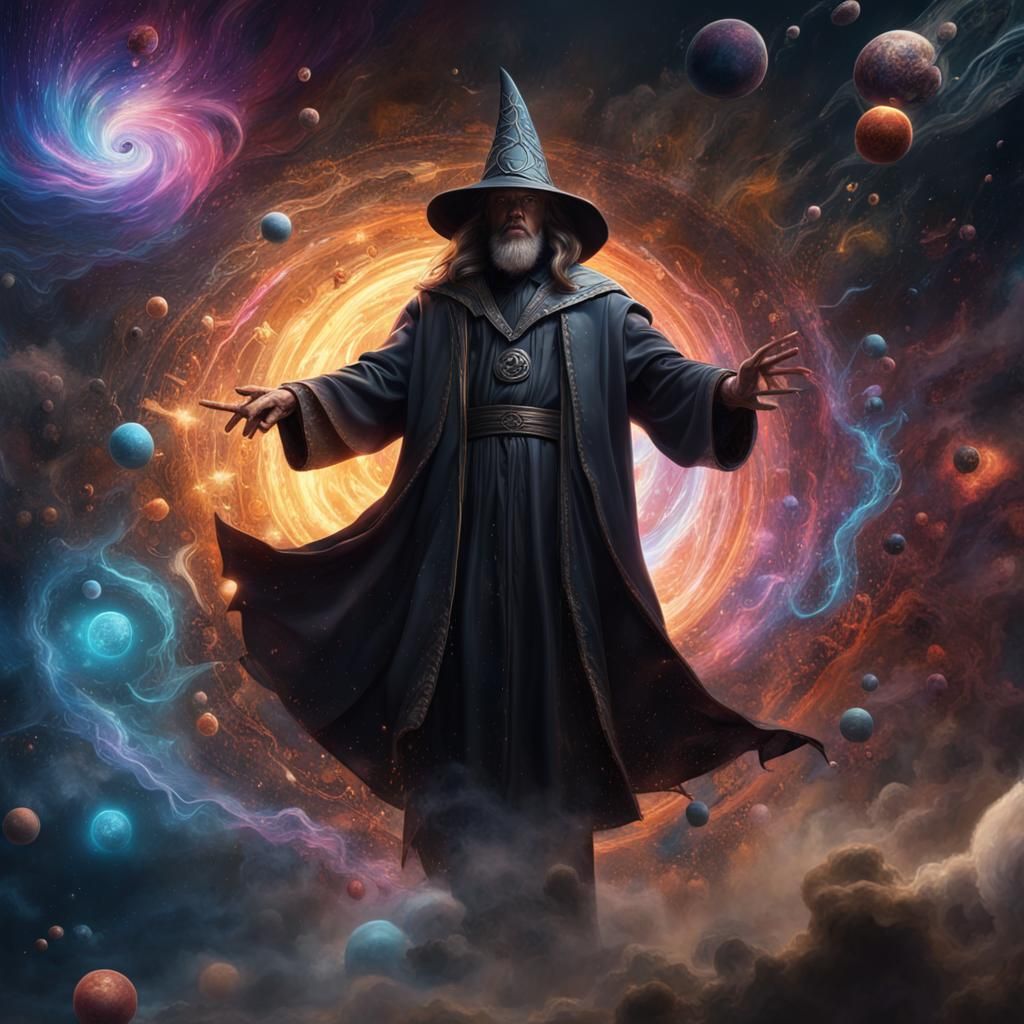 Black wizard controlling the universe