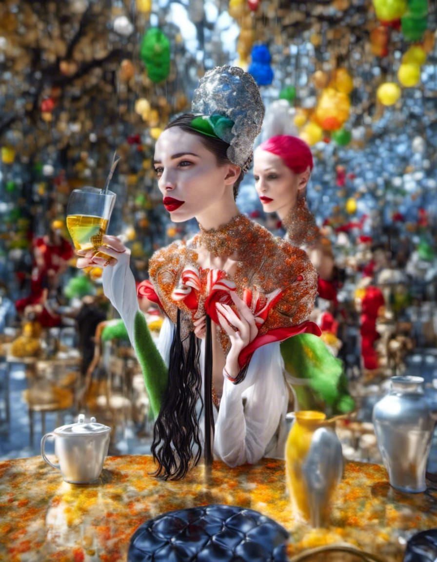 Photorealistic Portrait of Woman in Cafe