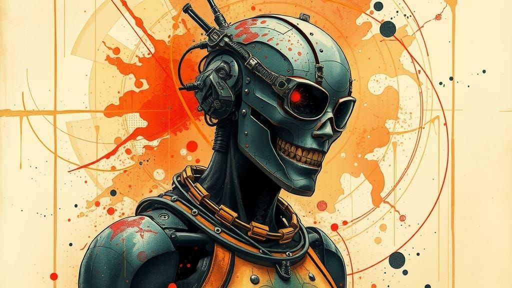 Epic Futurism: Cyborg in Cosmic Alcohol Ink