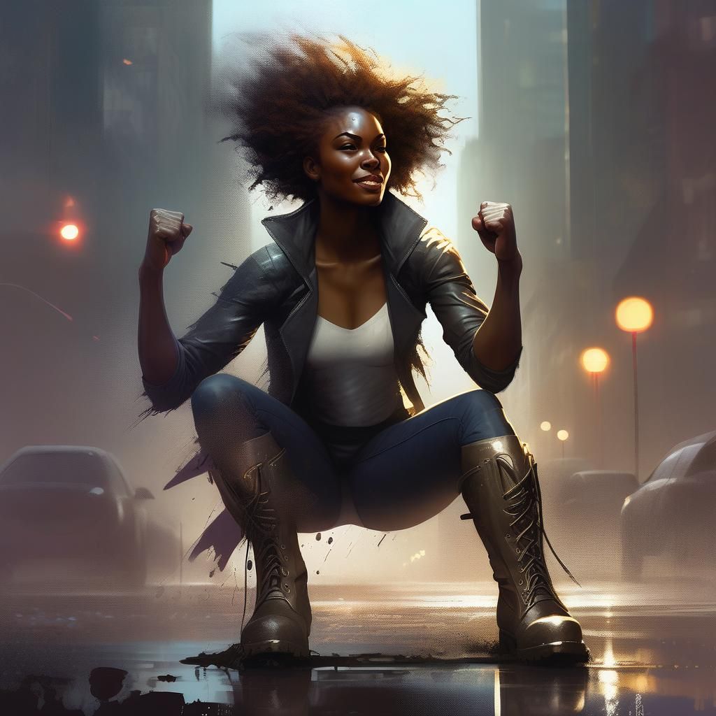 Hopepunk Superheroine's Dawn: A Vision of Empowerment