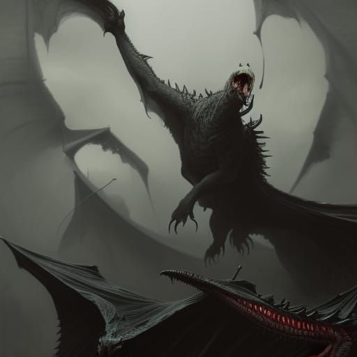 Hyperdetailed Black Goldfish Owl Horror Drawing