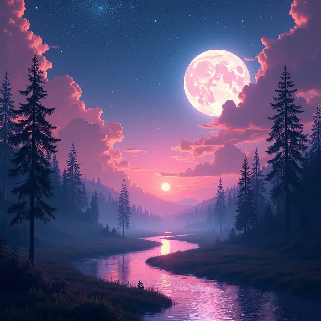 Enchanting Starry Night Landscape in Unreal Engine 5