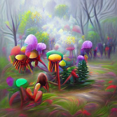 Bioluminescent Magic Mushrooms in Fantasy Forest