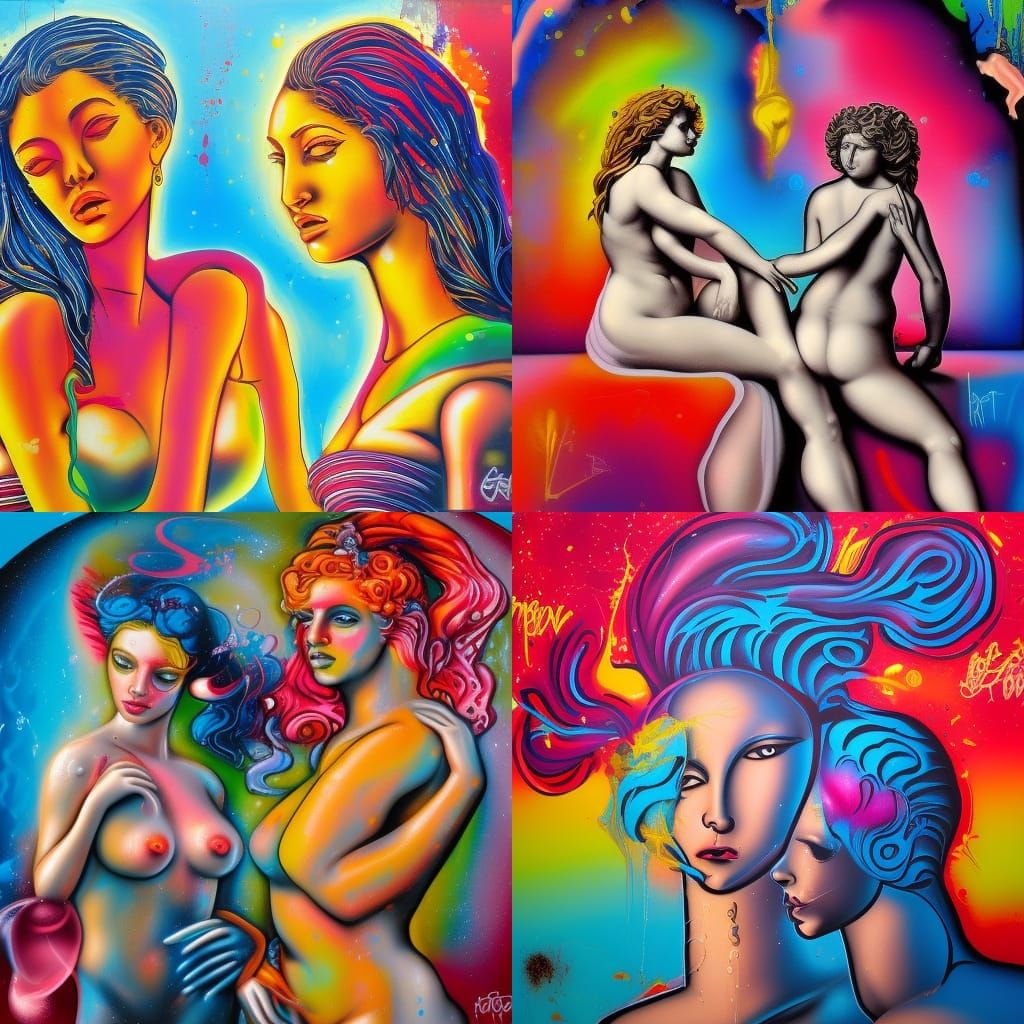 Aphrodite and Venus in Graffiti Art Style