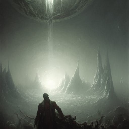 Terrifying Hollow Earth in Gothic Horror Style