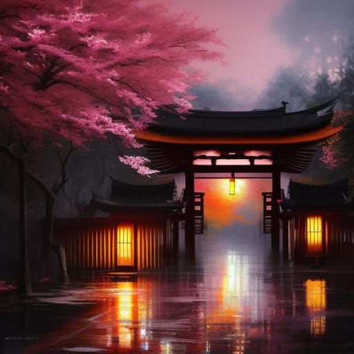 Nine-Tailed Kitsune in Oil Painting Style