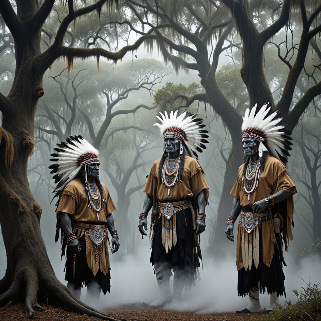 Ethereal Native American Spirits Powwow Under Sacred Tree