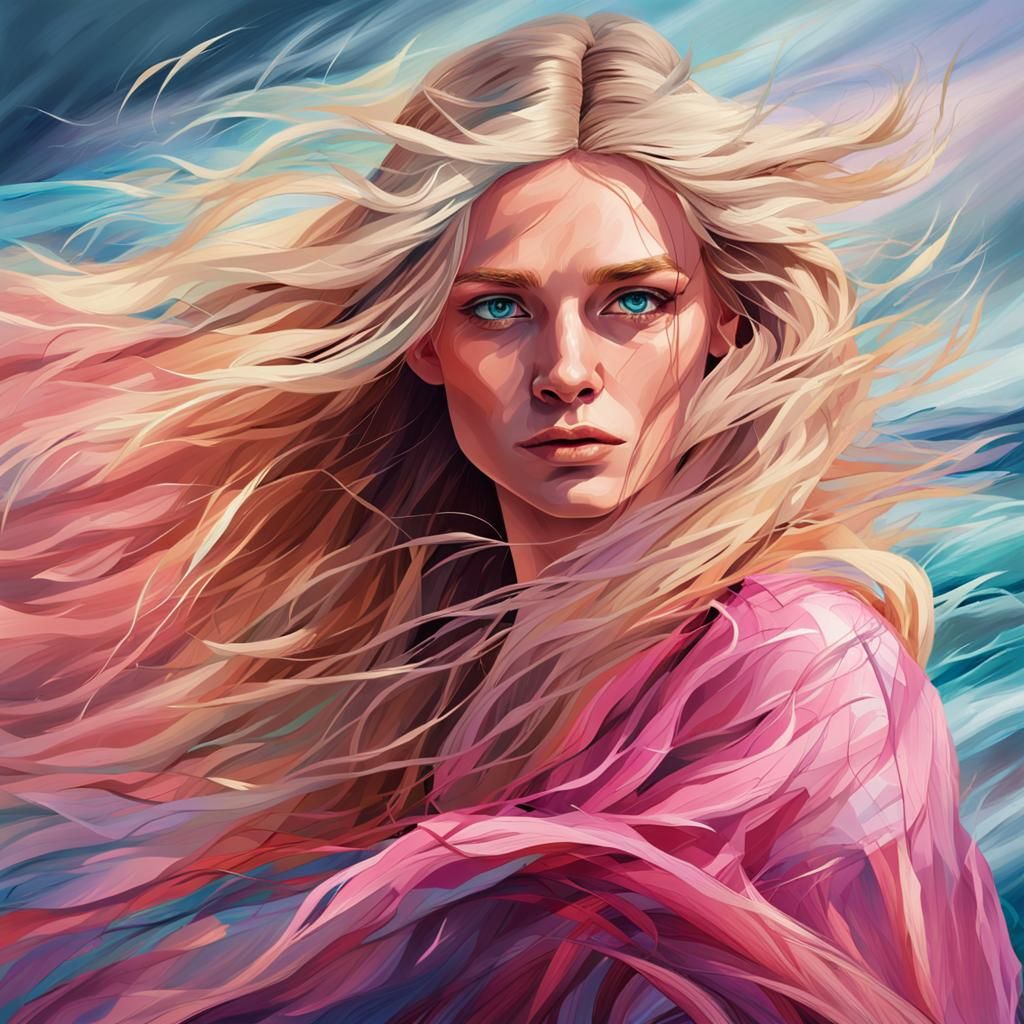 Windblown Woman in Silk Dress: Concept Art