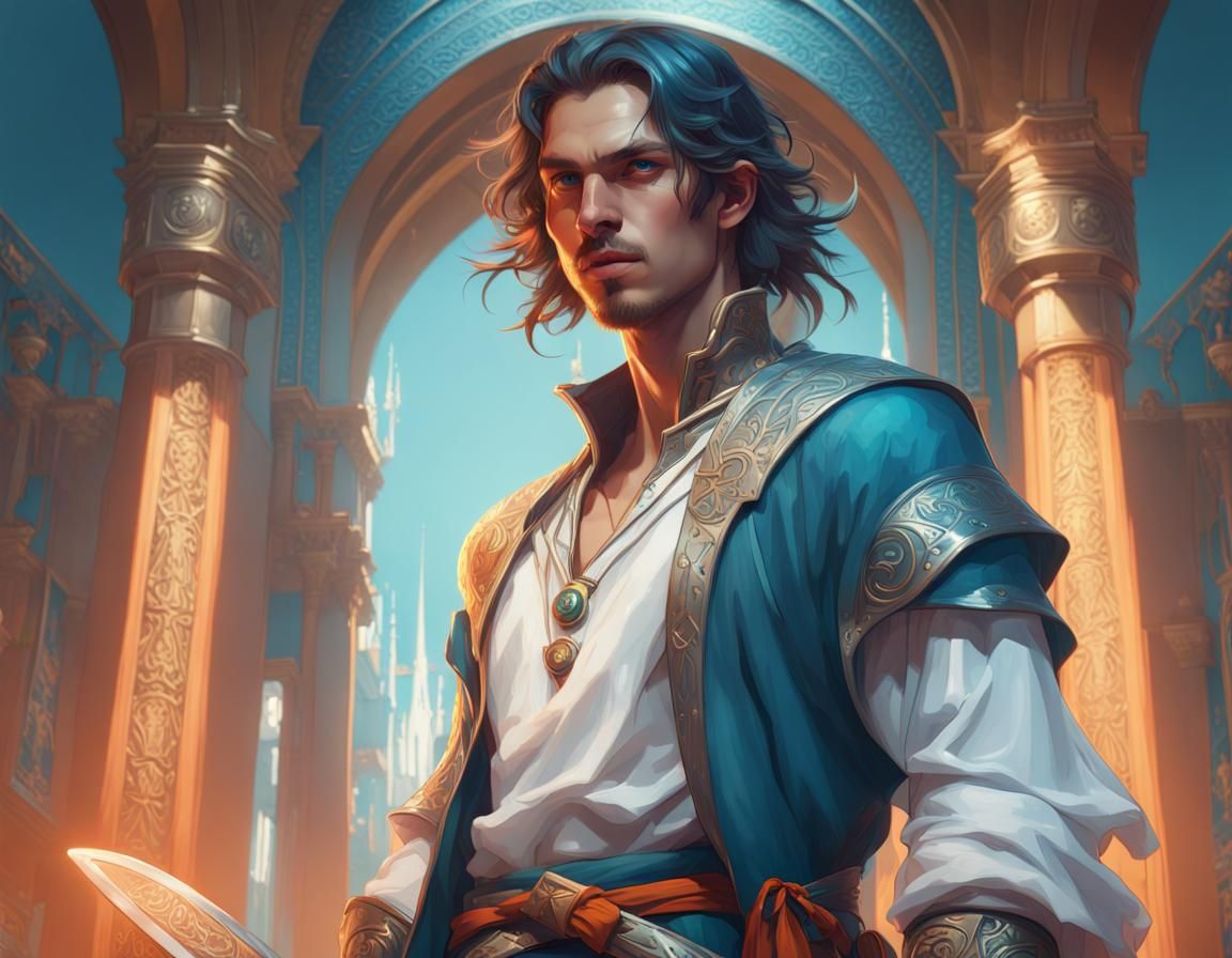 Young Swordsman Mage in High Fantasy Style