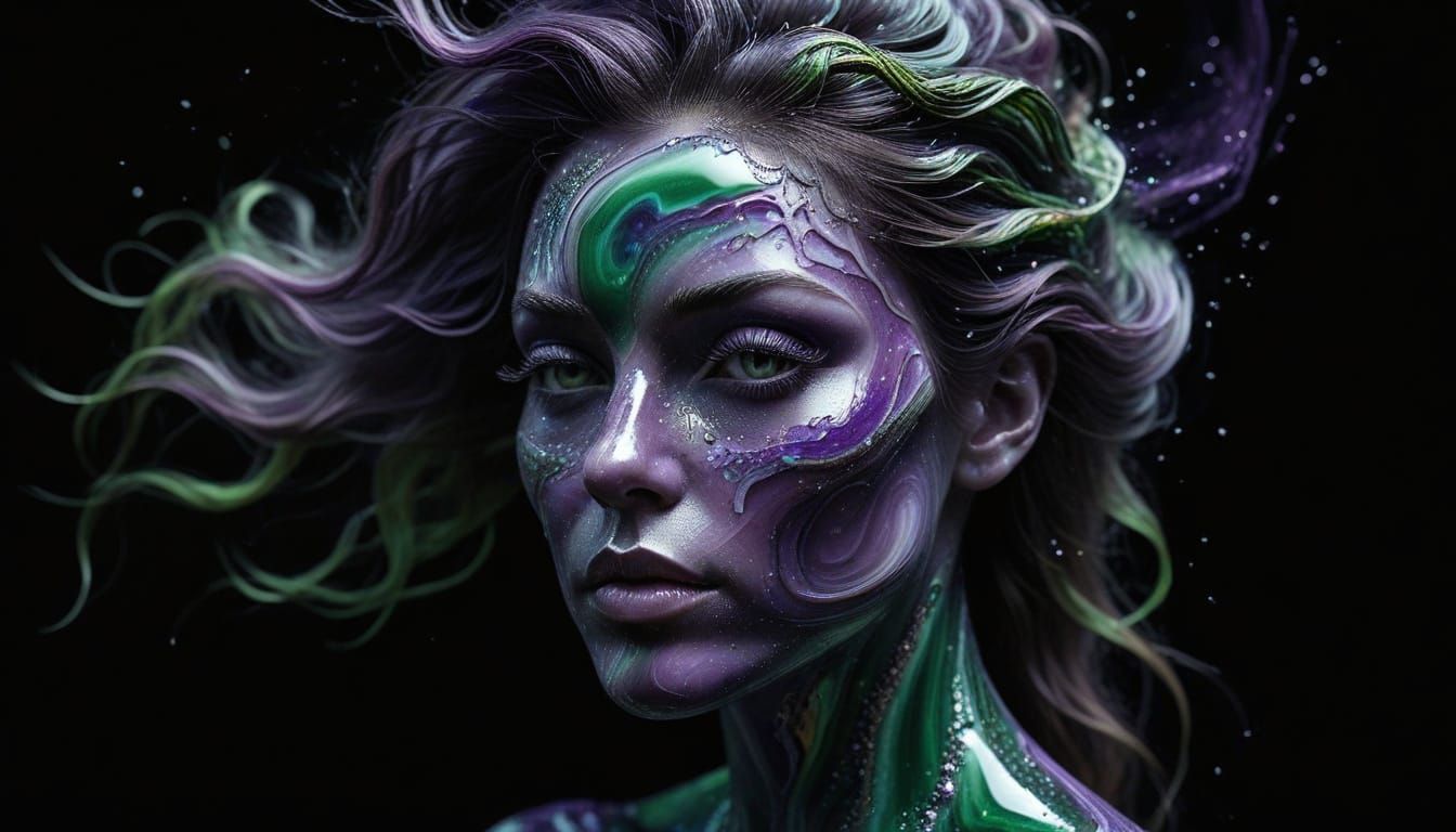 Agate Face with Flowing Hair and Ashes