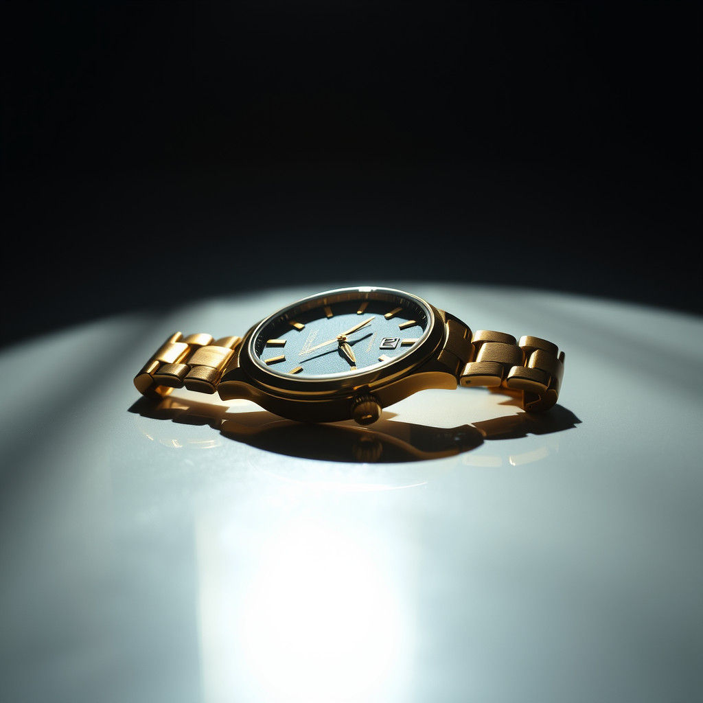 Luxury Gold Watch with Dramatic Shadows