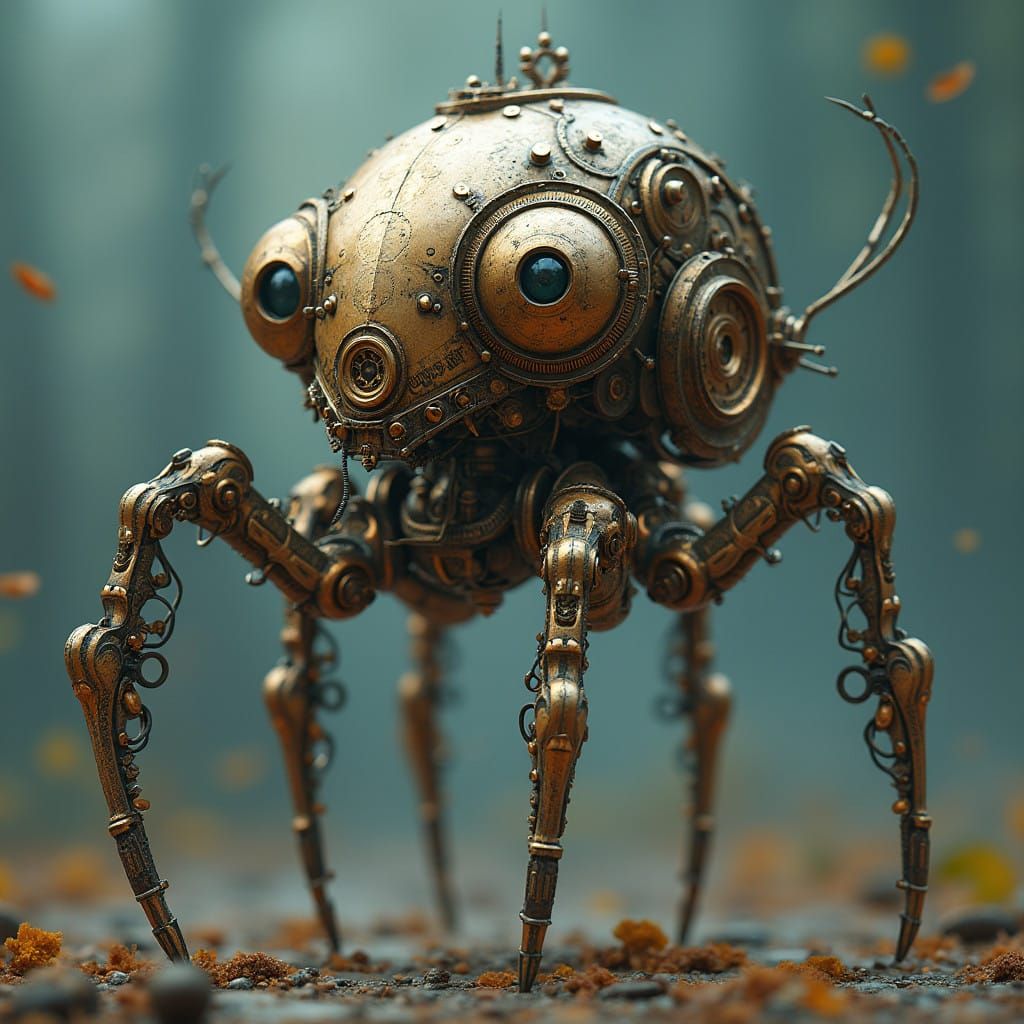 Cyberpunk Servant in Golden Hues