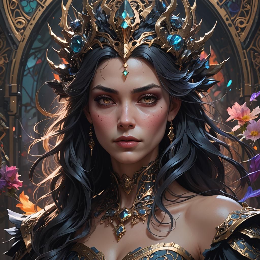 Intricate Portrait of Dark Queen in Unreal Engine 5