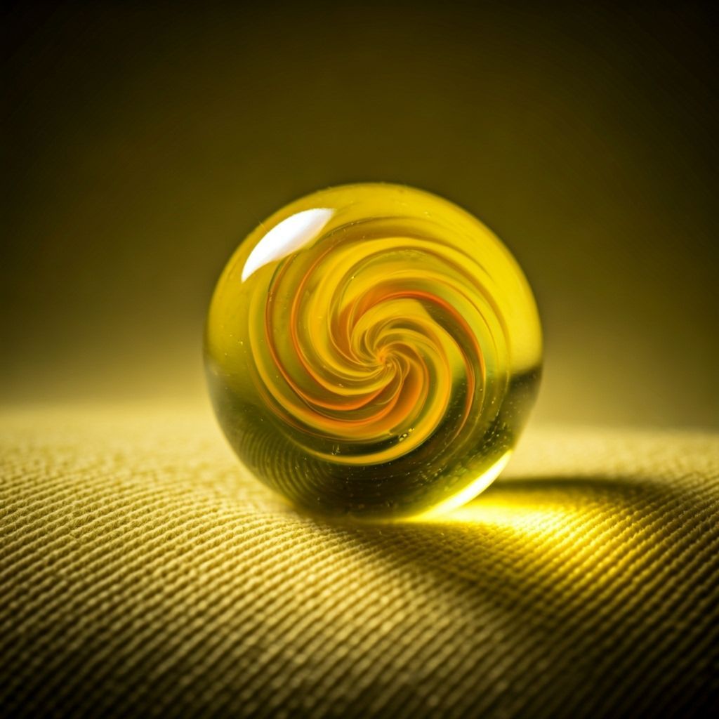 Photorealistic Yellow Glass Marble with Swirl
