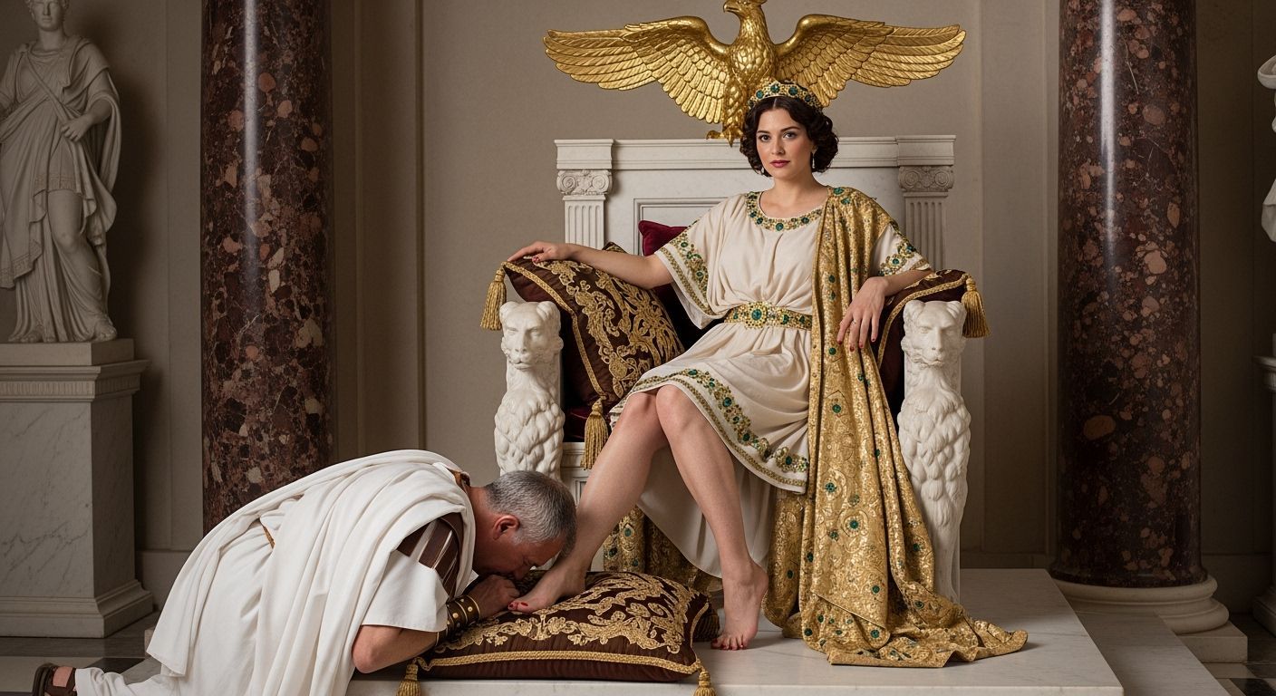 Empress Messalina on Her Throne in Lavish Attire