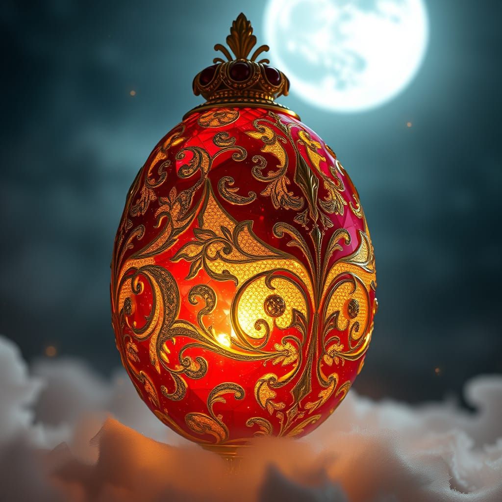 Surreal Faberge Egg in Ethereal Moonlight