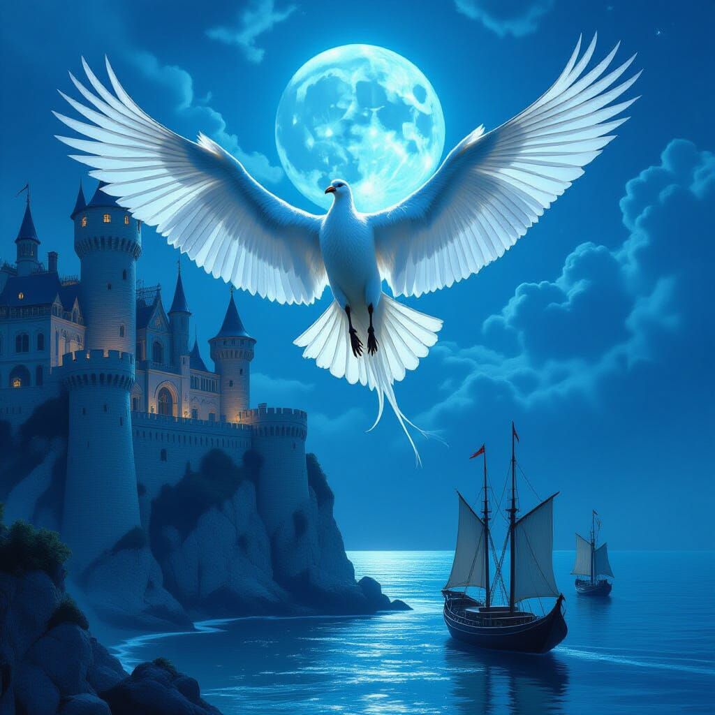 Blue Moon Over Mystical Carnival: Atmospheric Digital Art