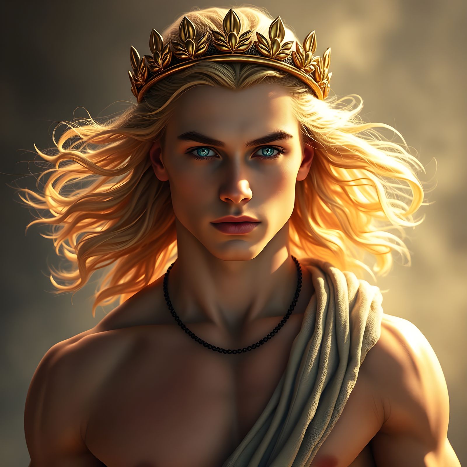 Handsome Blond Knight in Golden Laurels