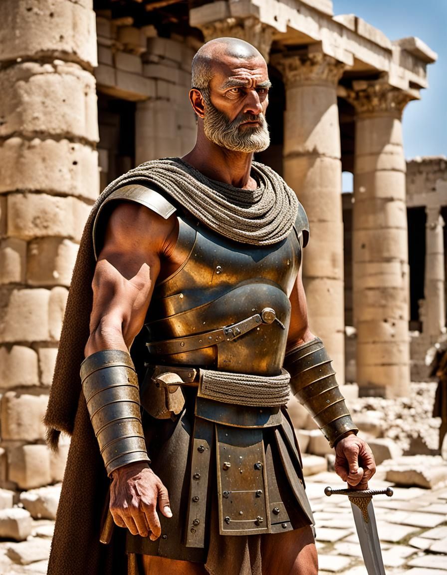 Bronze Age Armored Man in Greek-Style Setting