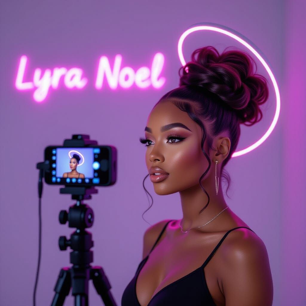 Influencer TikTok Corner with Neon Sign