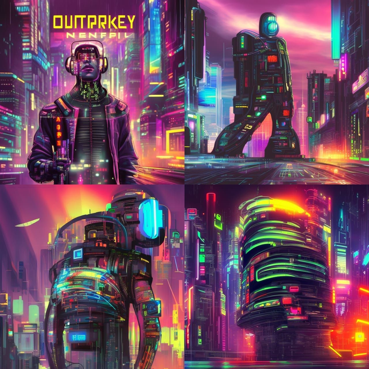 Cyberpunk Cityscape in a Dystopian Future