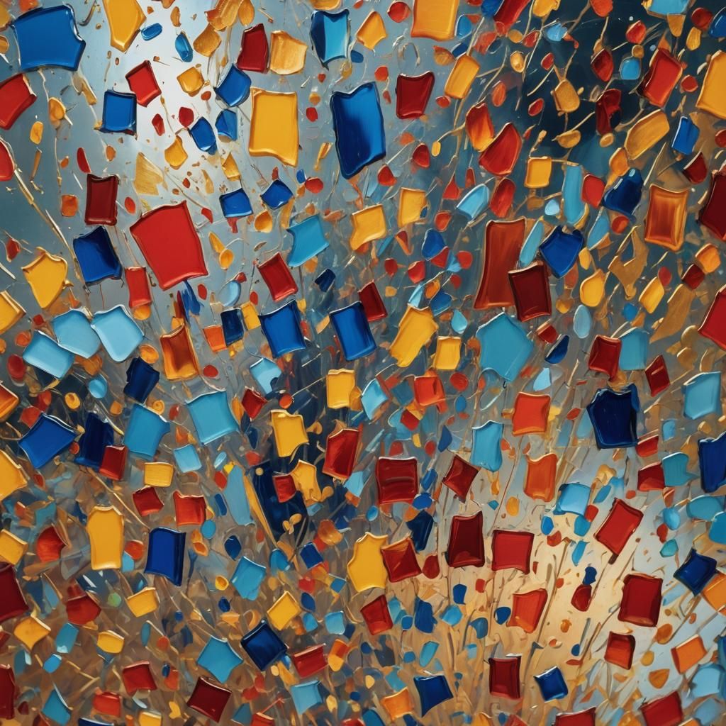 Abstract Expressionism Mirror Reflecting Household Scene