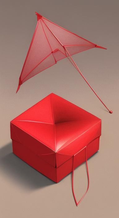 Box Kite Colored Pencil Drawing on Ecru