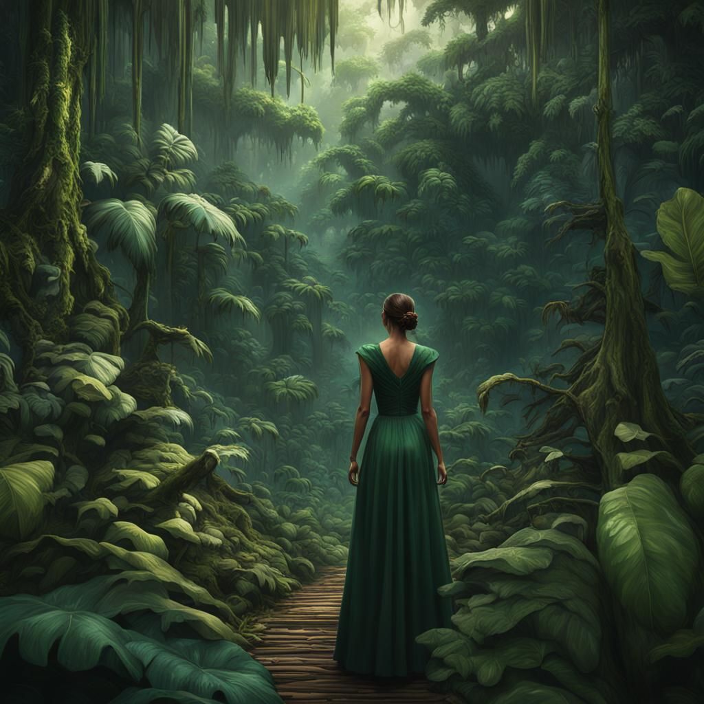 Jungle Woman in Detailed Matte Painting