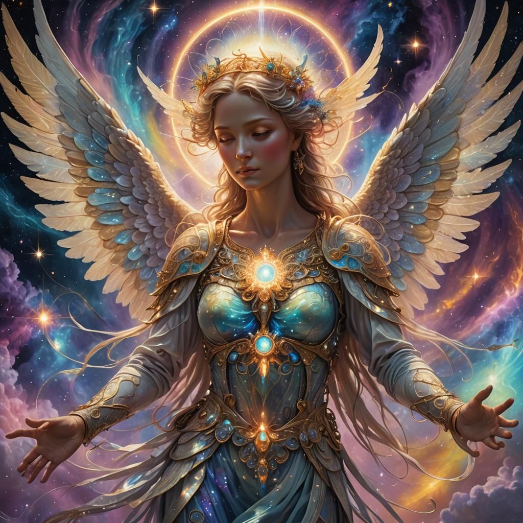 Seraphim Angel in Astral Cosmic Scene as Digital Art