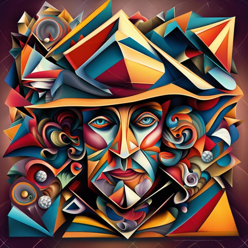 Geometric Fractal in Cubist Art Deco Style