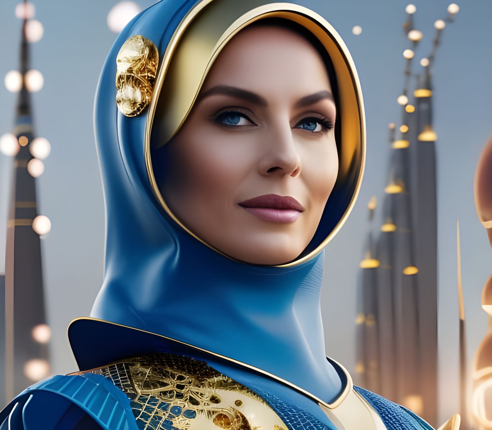 Futuristic Hijab Portrait in Detailed Matte Painting