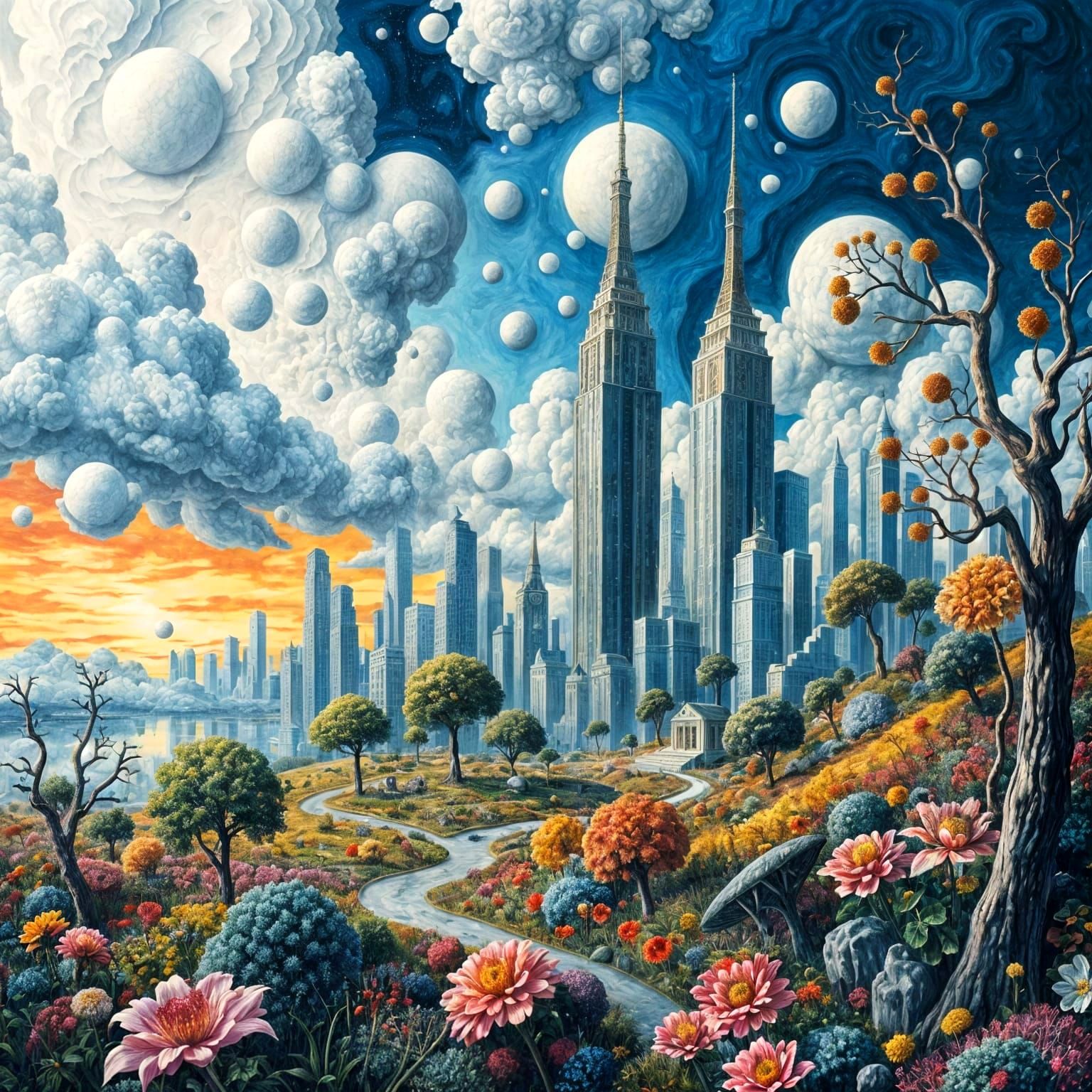 Surreal Geographic Ambivalence in Pastel Ink Painting