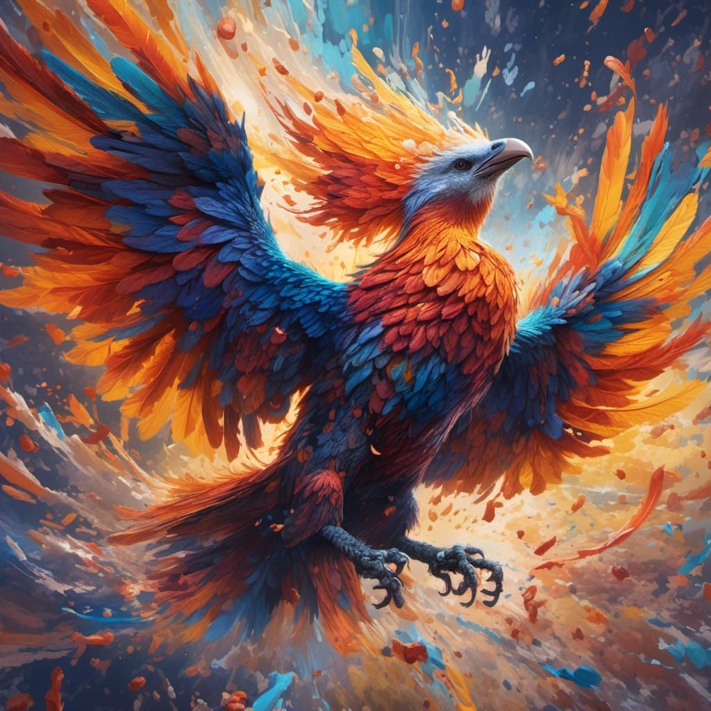 Phoenix Rising: Hyperrealistic Splash Art