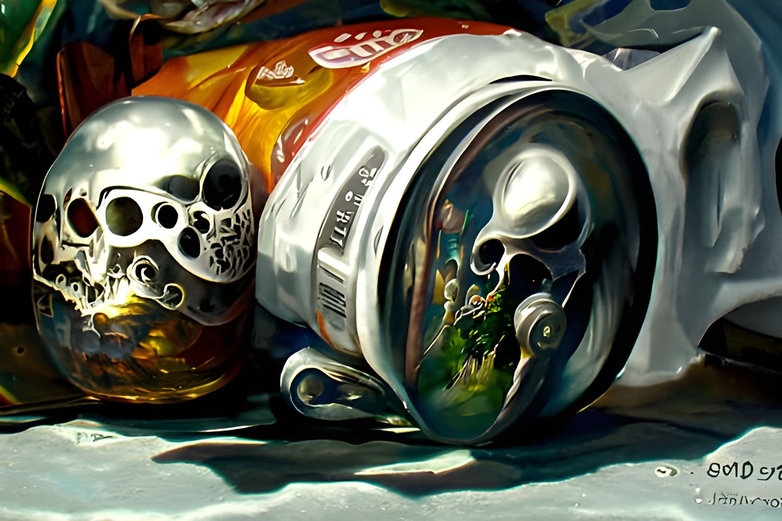 Surreal Still Life: Cyberpunk Steampunk Oil Painting