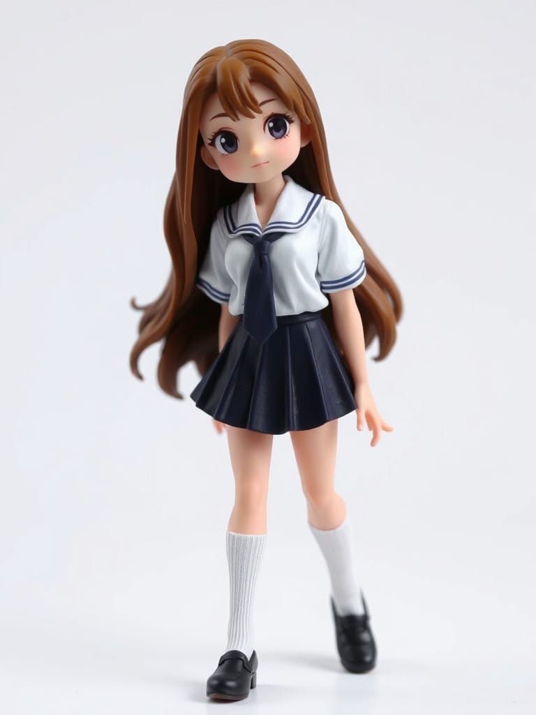 Anime-Inspired Schoolgirl Vinyl Figurine in Modernist Style