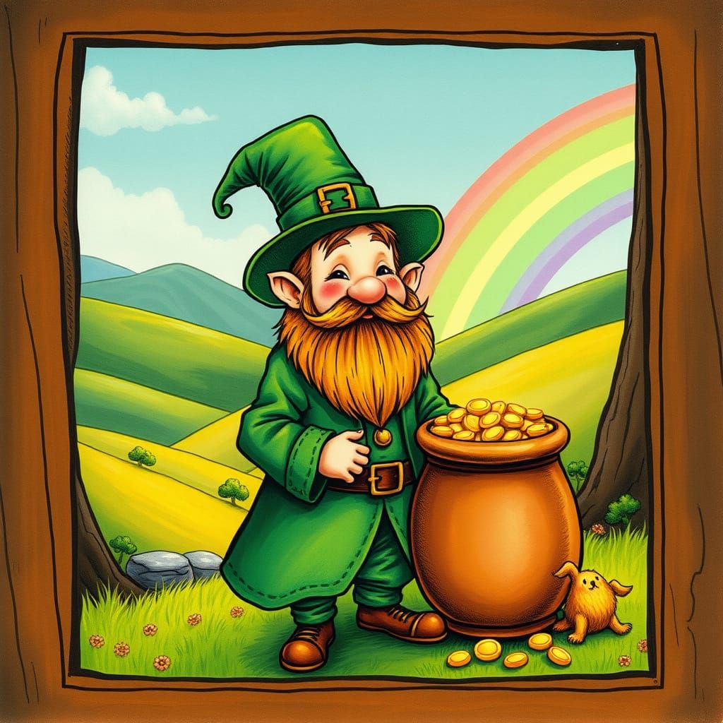 Leprechaun in Whimsical Irish Landscape