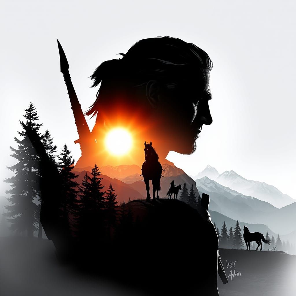 Midjourney style, merging, blending, overlay double exposure...