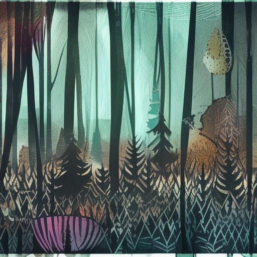 Forest Collage in Csontvary-Kosztka Style