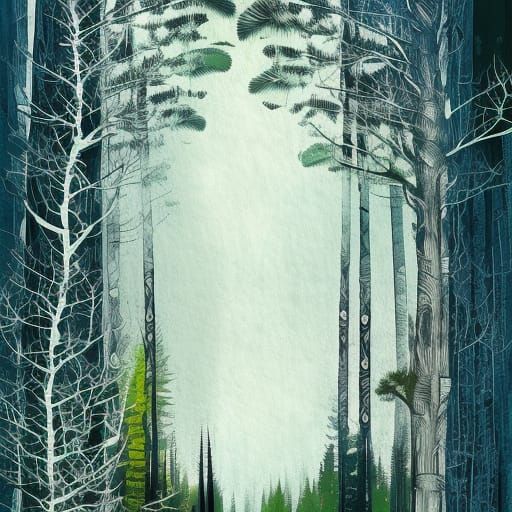 Boho Forest Collage in Csontvary-Kosztka Style