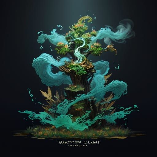 Rapper Emerging From Smoke in Psychedelic Concept Art