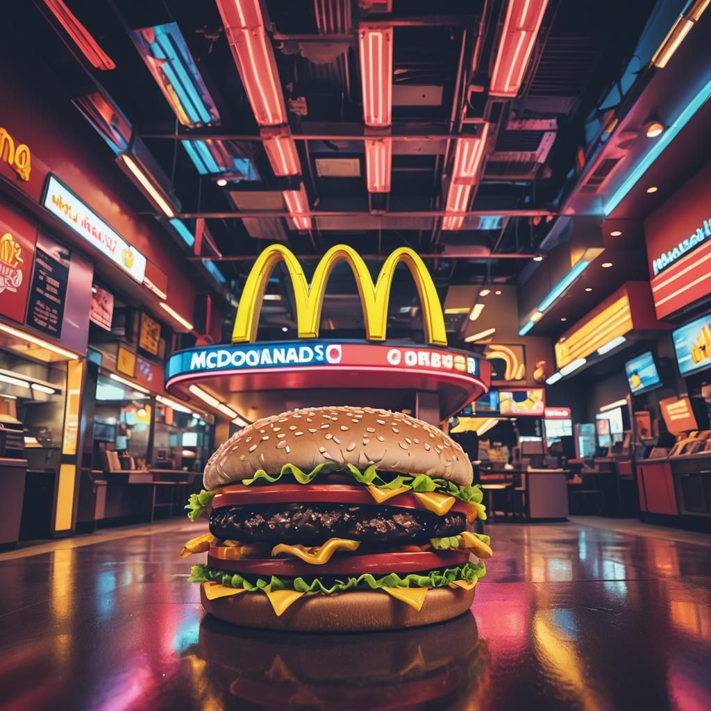 McDonald's at Night in Vibrant Pop Art Style
