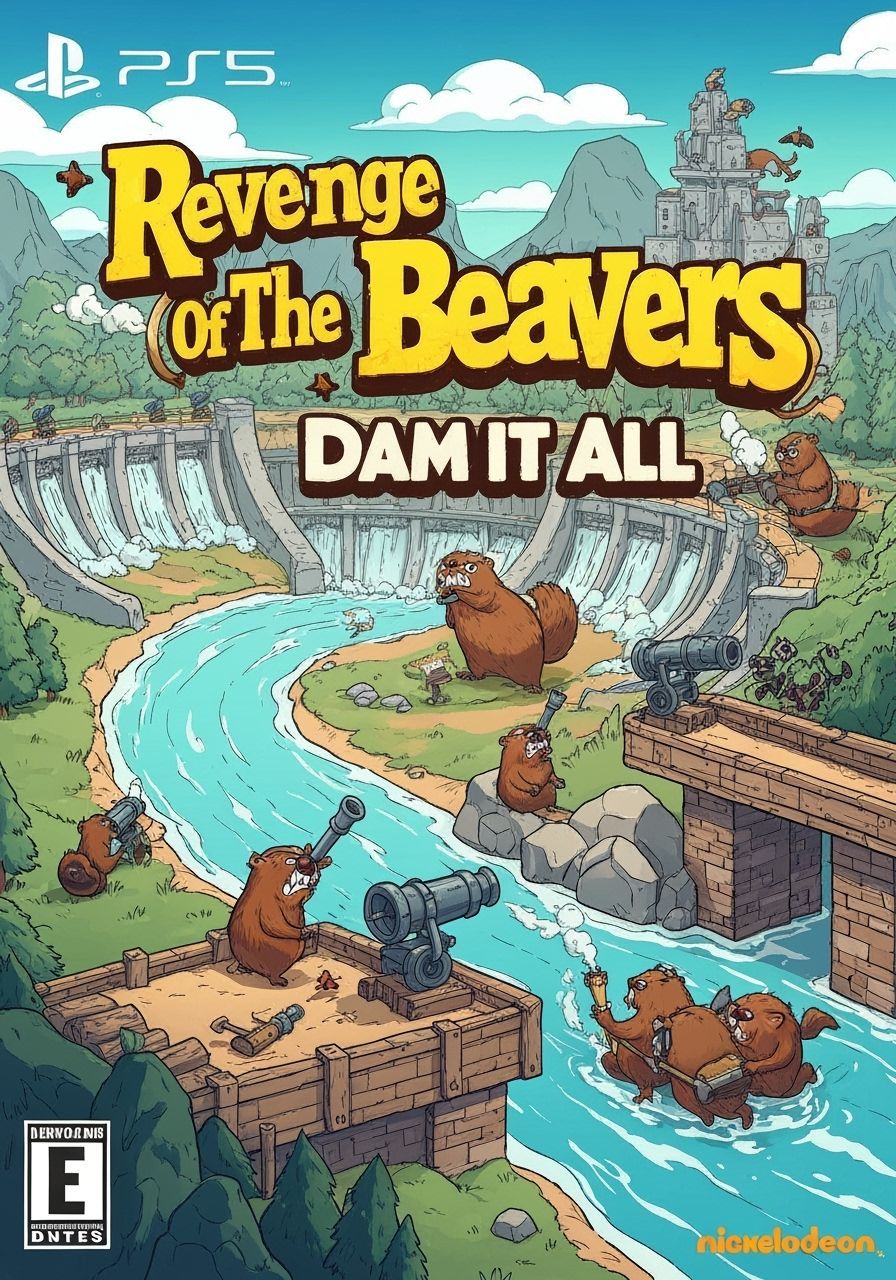 Angry Beavers' Dam Revenge: A Whimsical Game Scene