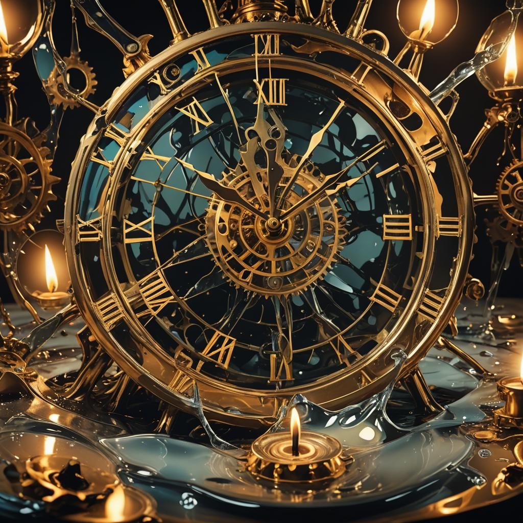 Melting Clock in Dark Room: a Surrealist Dream